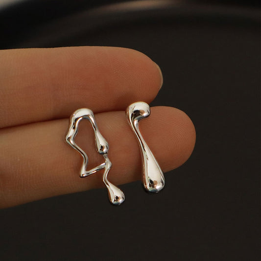 Asymmetrical Metal Drop Earrings